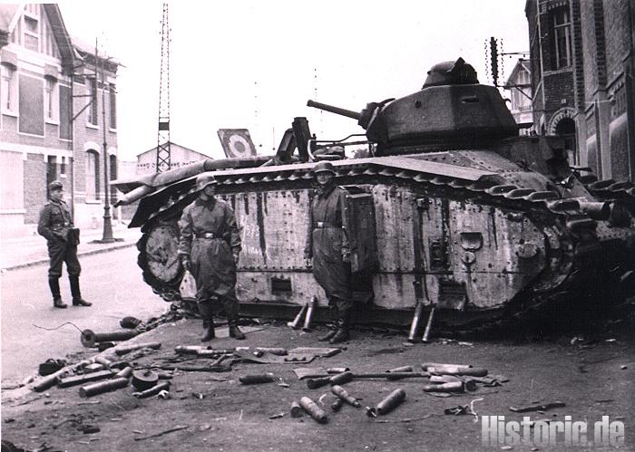 Abgeschossener Panzer in Frankreich