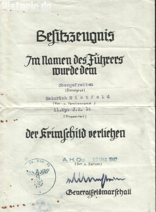 Militaria & Dokumente der 22. Infanterie-Division