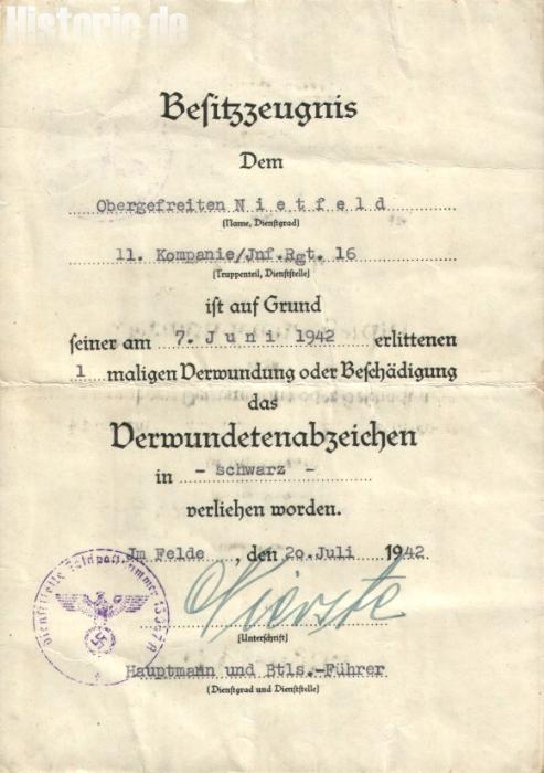 Militaria & Dokumente der 22. Infanterie-Division