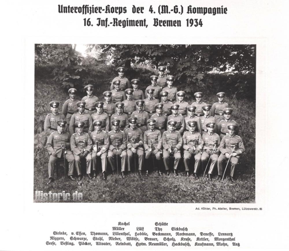 Uffz.-Korps 4./IR 16 Bremen 1934
