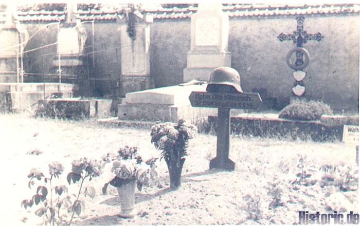 Friedhof La Bussiere 17.06.1940 Das Grab des Batteriechefs Hauptmann Otto Klimesch 3./Flak 26 gest. 17.6.40