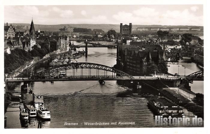 Weserbrücke mit Kasernen Niedersachsendamm