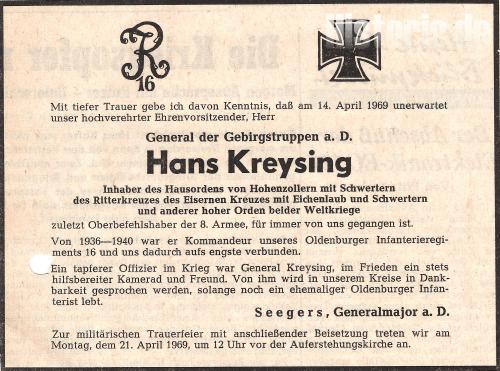 General der Gebirgstruppe Hans Kreysing